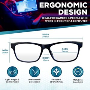 Blue Light Blocking Glasses- Anti Fatigue Blue Light Computer and Digital Eyestrain Gaming Glasses Powerful Blocker Prevent Headaches Video Gamer Glasses