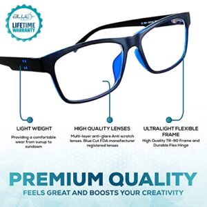 Blue Light Blocking Glasses- Anti Fatigue Blue Light Computer and Digital Eyestrain Gaming Glasses Powerful Blocker Prevent Headaches Video Gamer Glasses