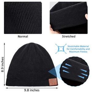 Beanie Hat Headphones, Wireless V 5.0 Knit Music Beanie Unisex, Cap Built-in Stereo Speakers, Valentine's Day Winter Gifts for Outdoor Sports, Men Women (Black)