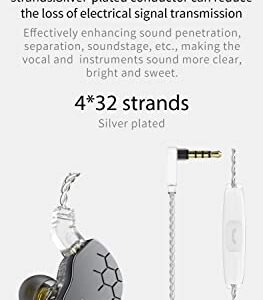 keephifi KBEAR Lark Earphone, 1BA 1DD in Ear Monitor for Clear Sound, with 2Pin Detachable Cable Headset, HiFi Bass Noise-Isolating Earbud for Music,Game,Sport (Gray no mic)