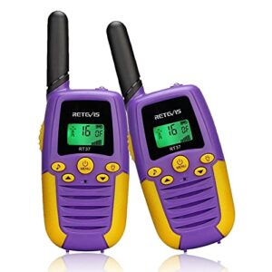 retevis rt37 walkie talkies for kids,toy gifts for 6-12 year boys girls, walkie talkies 22 ch, led flashlight, indoor family activities long range for camping,hiking,outdoor(purple,2 pack)