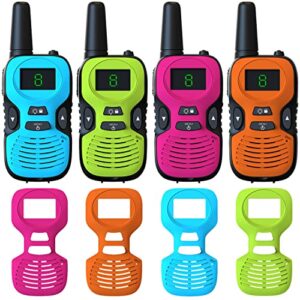 4Pcs Walkie Talkies for Kids Toys: Outdoor Toys for 3 4 5 6 7 8 9 10 11 12 Year Old Boys Girls Walkie Talkie Birthday Gifts - Long Range Camping Backyard Wakie-Talkies Party Favors Walky Talky