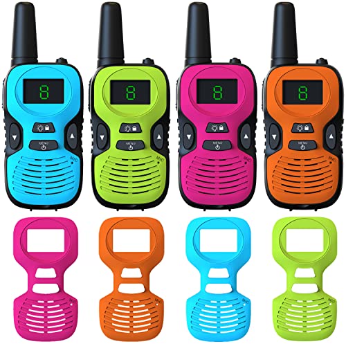 4Pcs Walkie Talkies for Kids Toys: Outdoor Toys for 3 4 5 6 7 8 9 10 11 12 Year Old Boys Girls Walkie Talkie Birthday Gifts - Long Range Camping Backyard Wakie-Talkies Party Favors Walky Talky