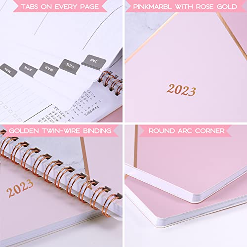 Planner 2023-2024 - July 2023 - June 2024, 2023-2024 Planner, Academic Planner 2023-2024, 8" x 10", 2023-2024 Weekly and Monthly Planner with Marked Tabs, Hardcover with Thick Paper + Contacts + Calendar + Holidays, Twin-Wire Binding - Pink Marble