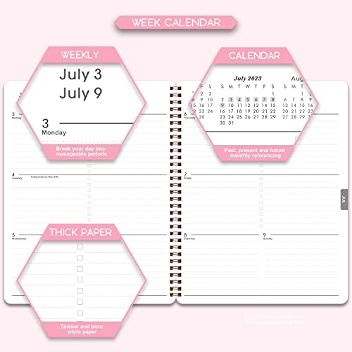 Planner 2023-2024 - July 2023 - June 2024, 2023-2024 Planner, Academic Planner 2023-2024, 8" x 10", 2023-2024 Weekly and Monthly Planner with Marked Tabs, Hardcover with Thick Paper + Contacts + Calendar + Holidays, Twin-Wire Binding - Pink Marble