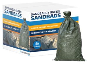 sandbaggy – empty poly sandbags w/uv protection – size: 14″ x 26″ – color: green – military grade (50 bags)