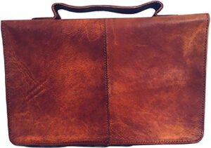 leather classic bible cover book cover with back pocket brown
