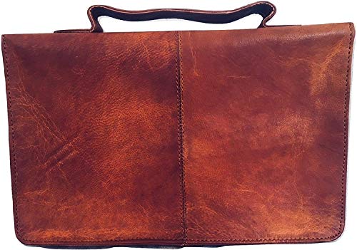 Leather Classic Bible Cover Book Cover with Back Pocket Brown