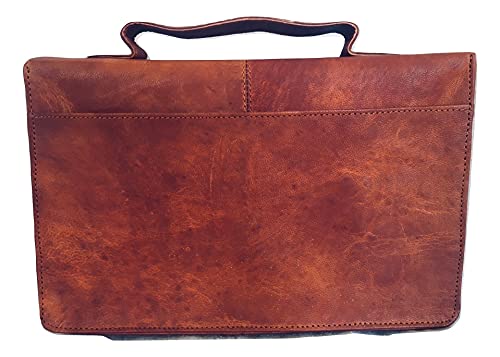 Leather Classic Bible Cover Book Cover with Back Pocket Brown