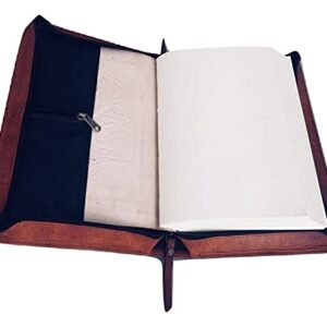 Leather Classic Bible Cover Book Cover with Back Pocket Brown