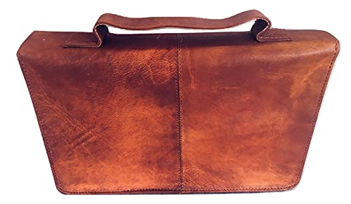 Leather Classic Bible Cover Book Cover with Back Pocket Brown