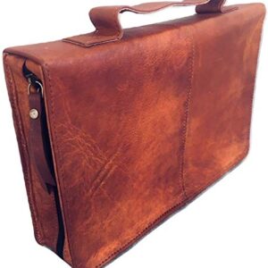 Leather Classic Bible Cover Book Cover with Back Pocket Brown