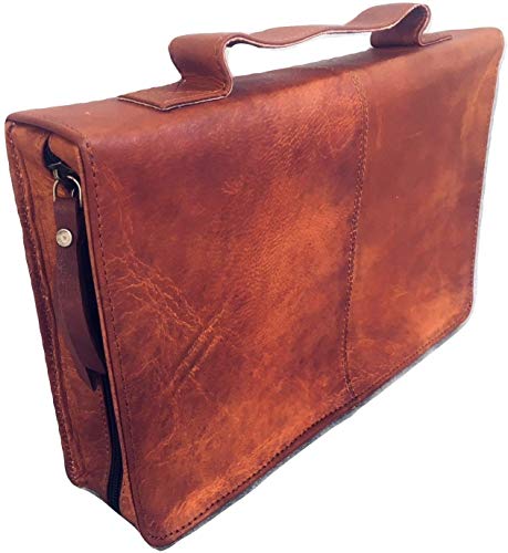 Leather Classic Bible Cover Book Cover with Back Pocket Brown