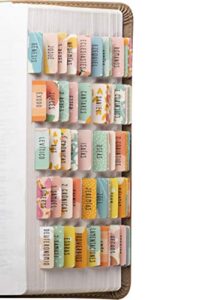 diversebee spanish bible tabs (large print, easy to read), bible journaling book tabs, christian gift, 66 bible tabs old and new testament, includes catholic books and 9 blank tabs – alegria theme