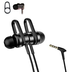 earbuds wired super bass in-ear 3.5mm plug sports headphones with ear hook,soft ear buds noise isolation high fidelity stereo magnetic 3.5 jack wired earphones with microphone for running fitness