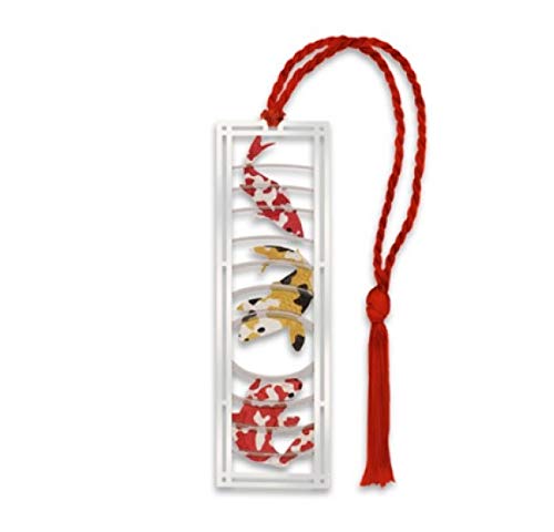 Bookmarks Gifts for Book Lovers Gifts for Readers Japanese Gifts Koi Fish Design - Solid Brass Metal Bookmark 1.25" x 3.75"