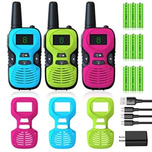 walkie talkies for kids rechargable 3pack：toys and gifts for 3-12 year old boys girls – long range wakie-talkies for camping hiking outdoor party