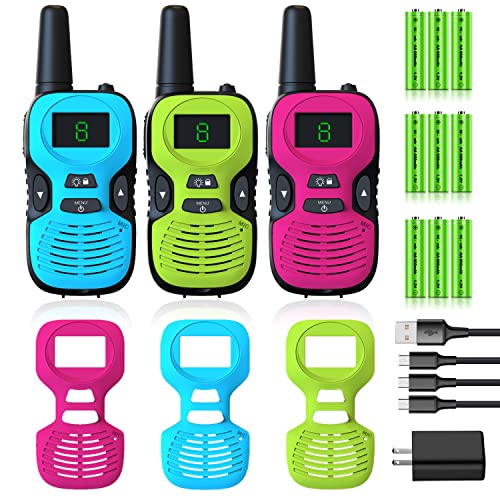 Walkie Talkies for Kids Rechargable 3Pack：Toys and Gifts for 3-12 Year Old Boys Girls - Long Range Wakie-Talkies for Camping Hiking Outdoor Party