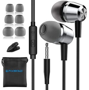 fixscad y490, earphones in-ear headphones with mic, high sensitivity microphone – noise isolating, high definition for music, earbuds for samsung, iphone, ipad, smartphone, mp3 players.