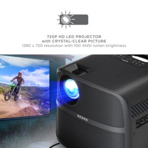 ION Audio Projector Deluxe HD Battery/AC Powered 720p HD LED Bluetooth-Enabled Projector with Powerful Speaker (Renewed)