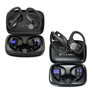 caymuller wireless earbuds bluetooth headphones 48hrs play back sports earphones with led display built in mic deep bass stereo in ear waterproof headset for workout gaming running