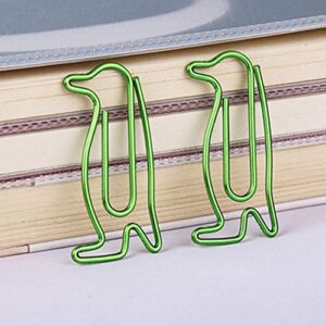 Hacoly Green Animal Penguin Shaped Paper Clips Bookmark Clips for Paper Clip Collectors or Zoo Animal Lovers Funny Office School Supplies Bookmarks 20 PCS per Box