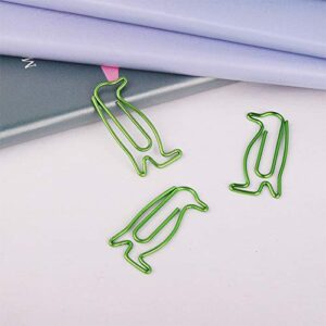 Hacoly Green Animal Penguin Shaped Paper Clips Bookmark Clips for Paper Clip Collectors or Zoo Animal Lovers Funny Office School Supplies Bookmarks 20 PCS per Box