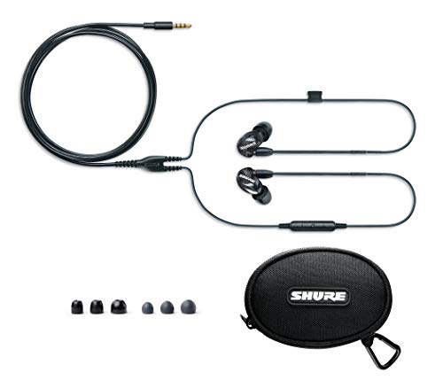 Shure SE215 Sound Isolating Earphones with 3.5mm Cable, Remote and Mic, Black