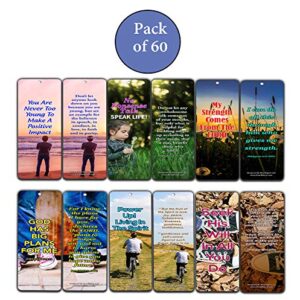 Encouraging Bible Verses for Teens Bookmarks (60 Pack) - Perfect Giveaways for Sunday School for Teens