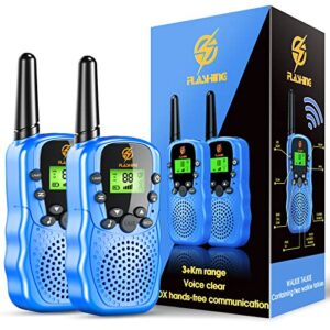 walkie talkies for kids 2 pack: long range kids blue walkie talkies for boys 4-12 easter birthday gifts toys for 3 4 5 6 7 8 9 year old boys kids camping outdoor toys for kids