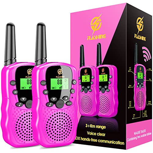 Birthday Gifts for 3-12 Year Old Girls, DEDY Long Range Walkie Talkies for Kids Toys for 3-12 Year Old Boys Valentines Day Gifts for Kids Pink Walkie Talkies for Girls, T388