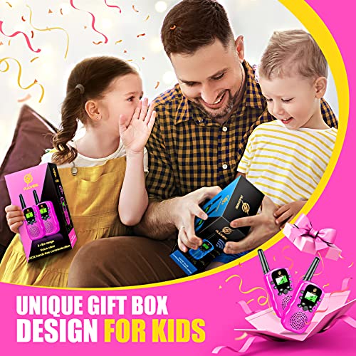 Birthday Gifts for 3-12 Year Old Girls, DEDY Long Range Walkie Talkies for Kids Toys for 3-12 Year Old Boys Valentines Day Gifts for Kids Pink Walkie Talkies for Girls, T388