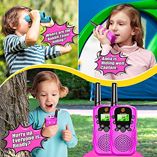 Birthday Gifts for 3-12 Year Old Girls, DEDY Long Range Walkie Talkies for Kids Toys for 3-12 Year Old Boys Valentines Day Gifts for Kids Pink Walkie Talkies for Girls, T388