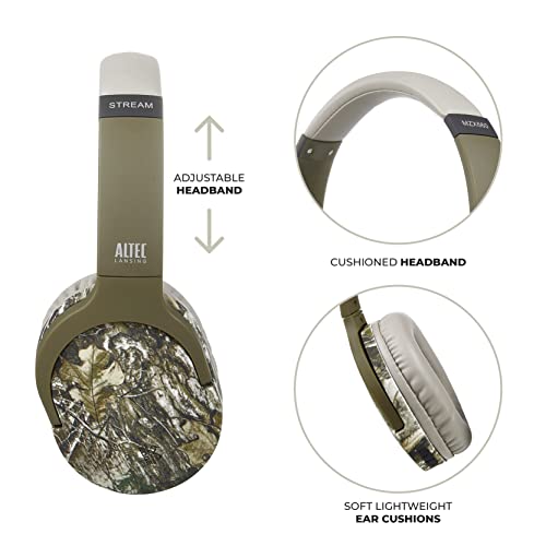 Altec Lansing x Realtree Stream Wireless Bluetooth Headphones with 12 Hours of Battery, Foldable, Microphone, Compact Clear Sound, Deep Bass