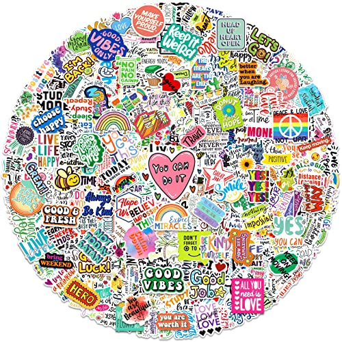 300 PCS Inspirational Water Bottle Stickers, Motivational Vinyl Waterproof Stickers Laptop Positive Stickers for Journaling Scrapbooking Teacher Reward Quote Stickers for Adults Kids Teens