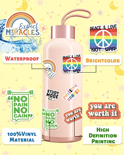 300 PCS Inspirational Water Bottle Stickers, Motivational Vinyl Waterproof Stickers Laptop Positive Stickers for Journaling Scrapbooking Teacher Reward Quote Stickers for Adults Kids Teens