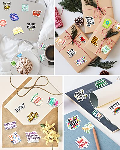 300 PCS Inspirational Water Bottle Stickers, Motivational Vinyl Waterproof Stickers Laptop Positive Stickers for Journaling Scrapbooking Teacher Reward Quote Stickers for Adults Kids Teens