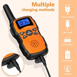 Wishouse Walkie Talkies for Adults, Walky Talky for Kids 4 Pack Rechargeable Long Range with 2 USB Chargers 12000mAh Battery Flashlight Lanyards, Toys Xmas Birthday Gift Children Boys Girls Family