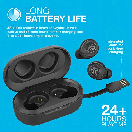 JLab JBuds Air True Wireless Signature Bluetooth Earbuds + Charging Case - Black - IP55 Sweat Resistance - Bluetooth 5.0 Connection - 3 EQ Sound Settings Signature, Balanced, Bass Boost