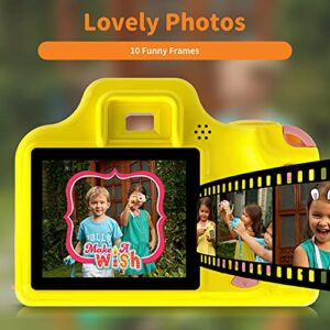 Ourlife Kids Camera for Girls, 12MP 1080P Digital Camera with 2 Inch IPS Screen, Kids' Camera with 8 Effect Filters & 10 Frames - Makes a Perfect Christmas Birthday Gift for Children Aged 3-8