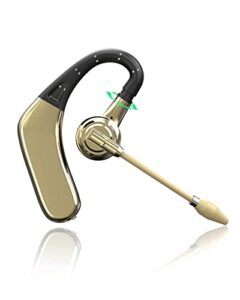 mosonnytee headphones wireless bluetooth earpiece noise cancelling headphones with microphone truck bluetooth headset hands-free for cell phone with replaceable batteries for 20-hours (gold)