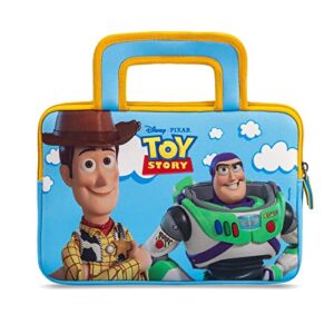 pebble gear toy story 4 carry bag – universal neoprene kids carrry bag in pixar toy story 4-design, for 7″ tablets (fire 7 kids edition, fire hd 8 case), durable zip, woody and buzz lightyear