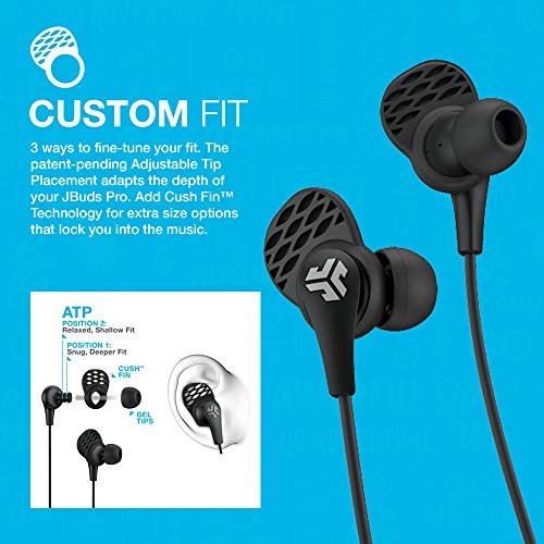 JLab JBuds Pro Bluetooth Wireless Signature Earbuds | Titanium 10mm Drivers | 6-Hour Battery Life | Music Controls | Noise Isolation | Bluetooth 4.1 Extra Gel Tips and Cush Fins | Black