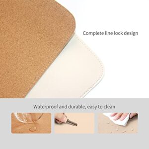 RENMTURE Dual-Sided Desk Pad,Natural Cork & PU Leather Large Mouse mats for Office and Home Work,Desk Protector Non-Slip (36"x17",Apricot+Cork)