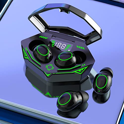 Wireless Bluetooth 5.2 Earbuds with RGB Light with Wireless Charging Case,Super HiFi Sound,Touching Control with Earhooks Headset Built-in Mic for Sport,Clear Calls,Work,Music