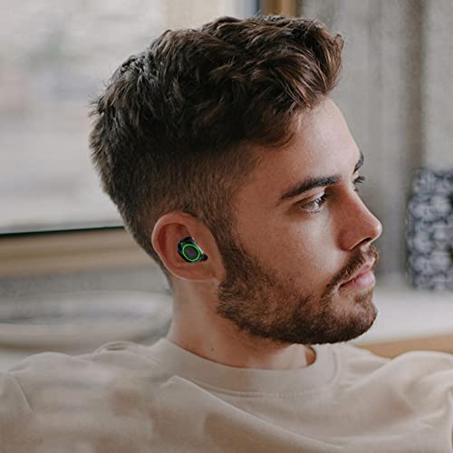 Wireless Bluetooth 5.2 Earbuds with RGB Light with Wireless Charging Case,Super HiFi Sound,Touching Control with Earhooks Headset Built-in Mic for Sport,Clear Calls,Work,Music