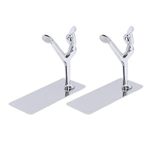 metal book ends stainless steel man bookends nonskid bookends art bookend unique men design simple fashionable decorative bookends for home office bar restaurant silver 1 pair