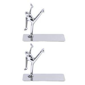 Metal Book Ends Stainless Steel Man bookends Nonskid Bookends Art Bookend Unique Men Design Simple Fashionable Decorative Bookends for Home Office Bar Restaurant Silver 1 Pair