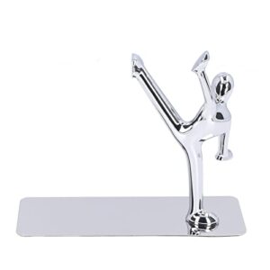 Metal Book Ends Stainless Steel Man bookends Nonskid Bookends Art Bookend Unique Men Design Simple Fashionable Decorative Bookends for Home Office Bar Restaurant Silver 1 Pair