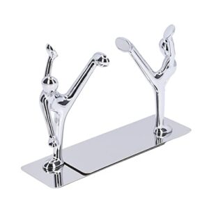 Metal Book Ends Stainless Steel Man bookends Nonskid Bookends Art Bookend Unique Men Design Simple Fashionable Decorative Bookends for Home Office Bar Restaurant Silver 1 Pair